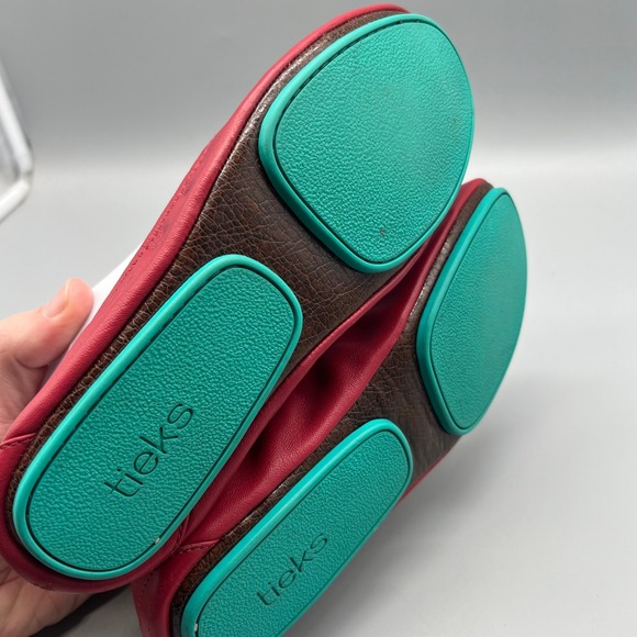 Tieks by Gavrieli Cardinal Red Leather Ballet Flats Womens Size 7 Foldable Shoes - Picture 5 of 6